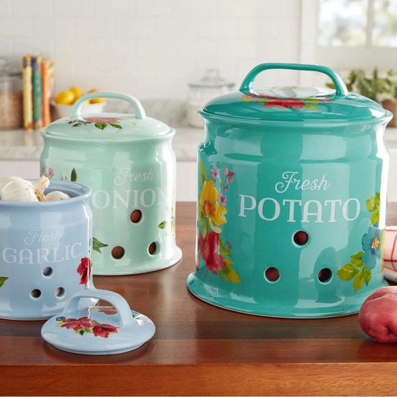 🥔NEW Pioneer Woman Breezy Blossom Potato Keeper Canister 🥔 - Picture 2 of 4